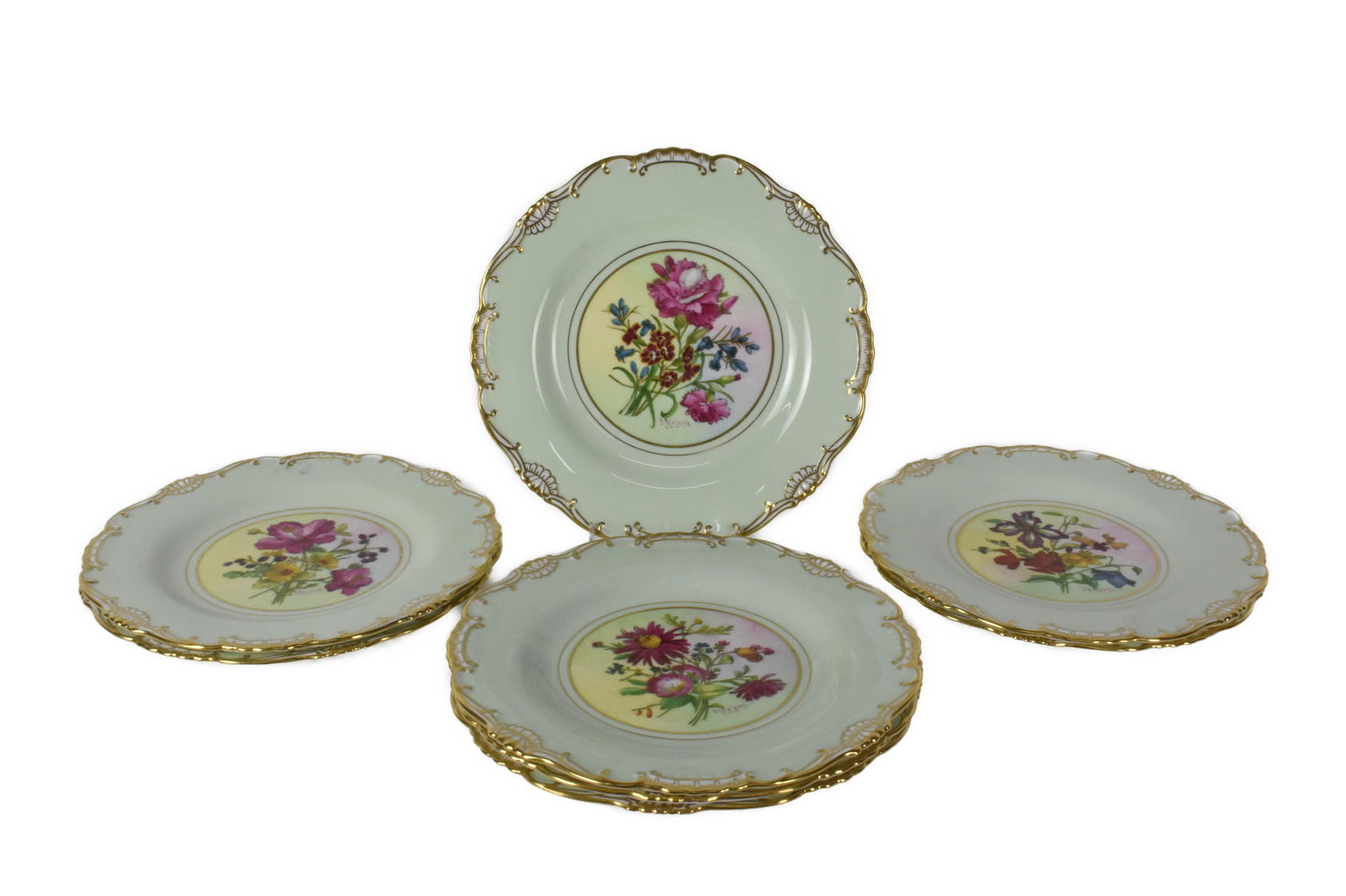 SET OF EIGHT ENGLISH MINTONS HAND