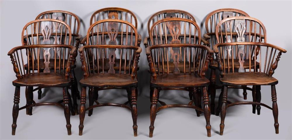 SET OF EIGHT ENGLISH OAK AND ELM