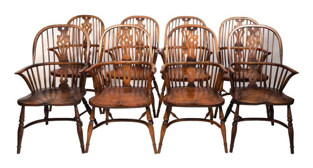 SET OF EIGHT ENGLISH WINDSOR PUB