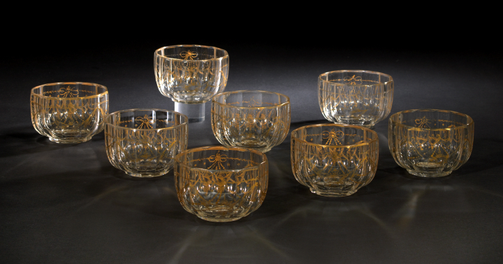 Set of Eight French Panel-Cut and