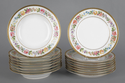 Set of eight French porcelain