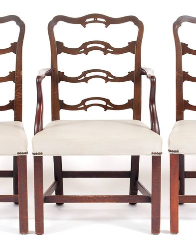 SET OF EIGHT GEORGE III RIBBON BACK