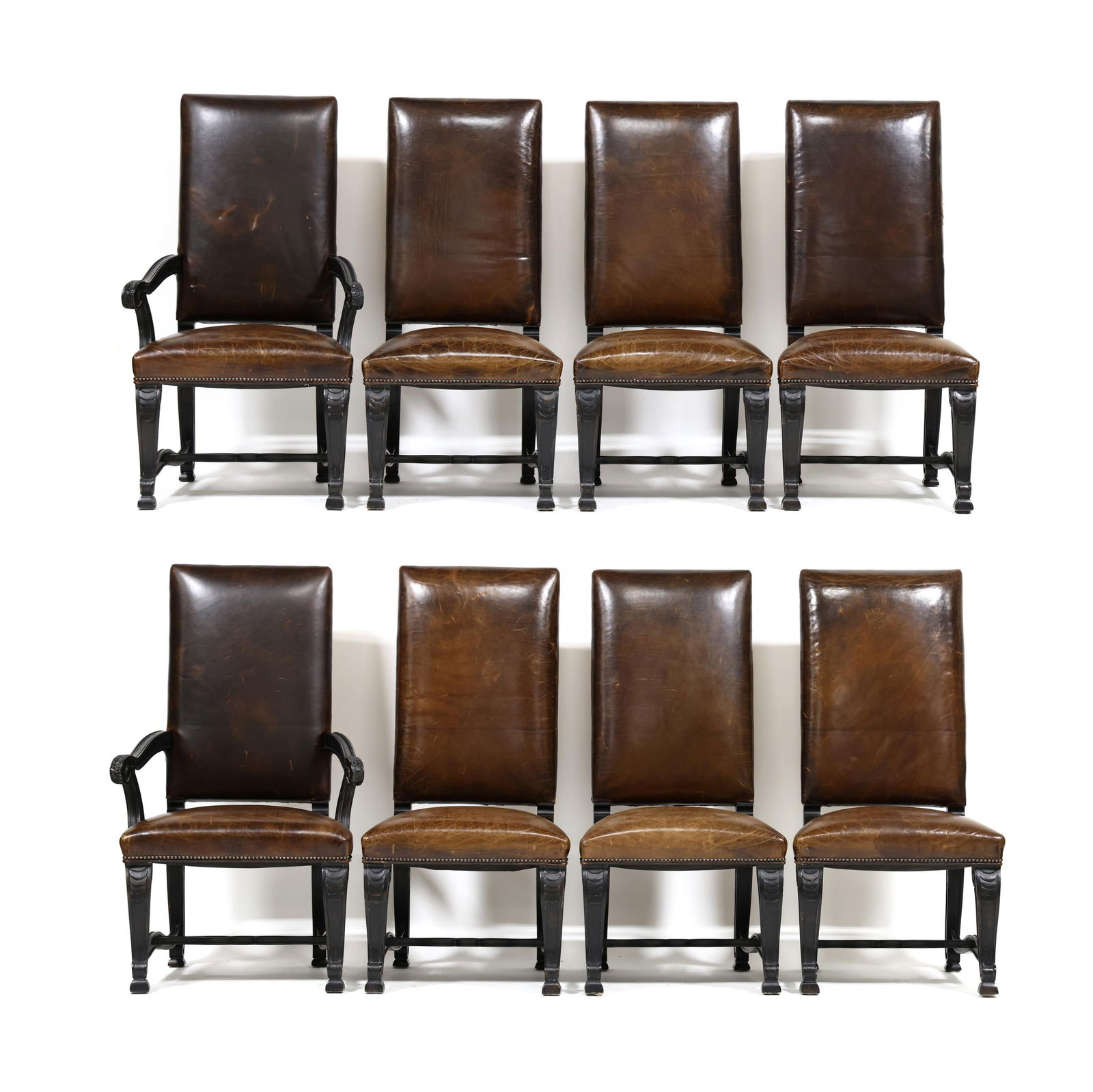 SET OF EIGHT ITALIANATE LEATHER