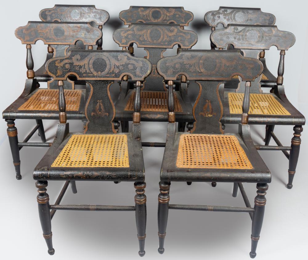 SET OF EIGHT LATE FEDERAL STENCILED