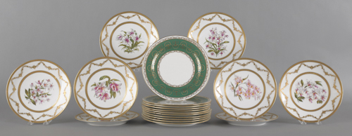 Set of eight Limoges painted
