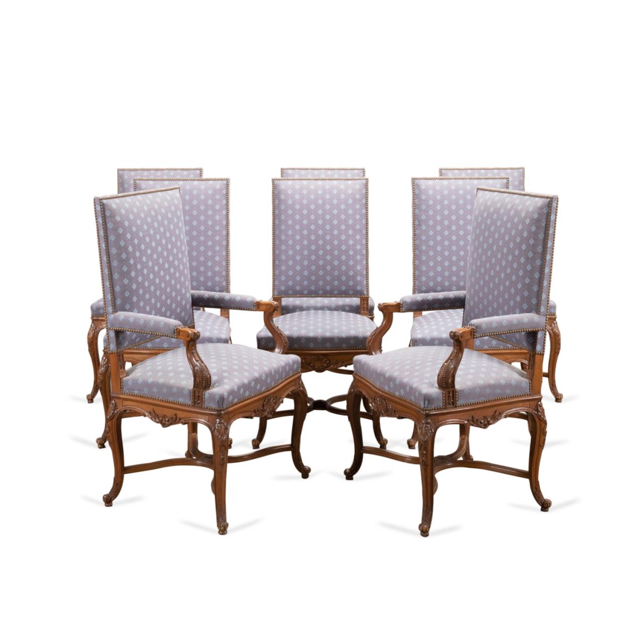 SET OF EIGHT LOUIS XV STYLE OAK