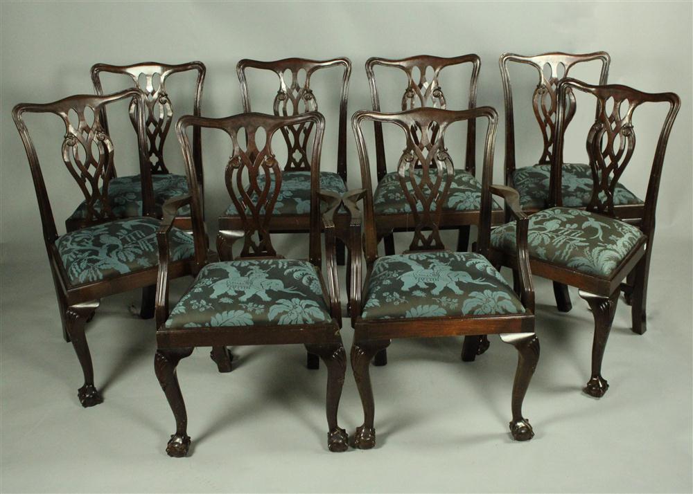 SET OF EIGHT MAHOGANY CHIPPENDALE