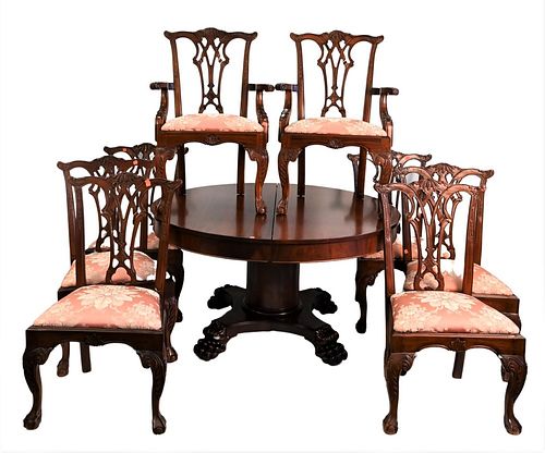 SET OF EIGHT MAHOGANY CHIPPENDALE