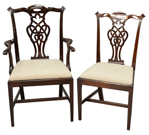 SET OF EIGHT MAHOGANY CHIPPENDALE