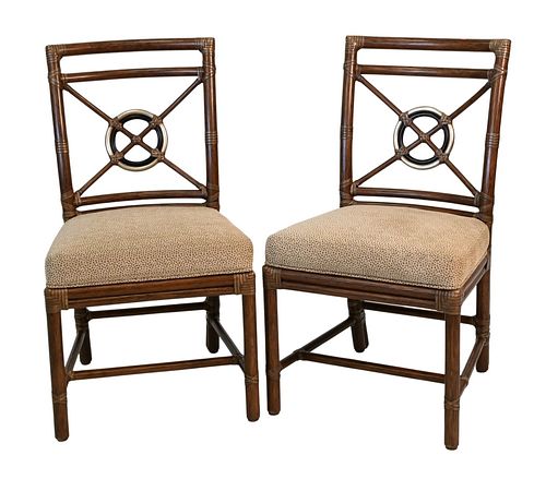 SET OF EIGHT MCGUIRE RATTAN SIDE