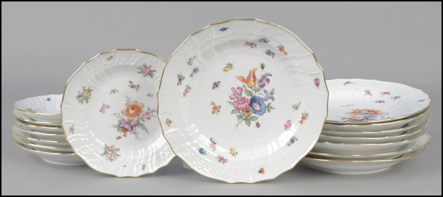SET OF EIGHT MEISSEN PORCELAIN