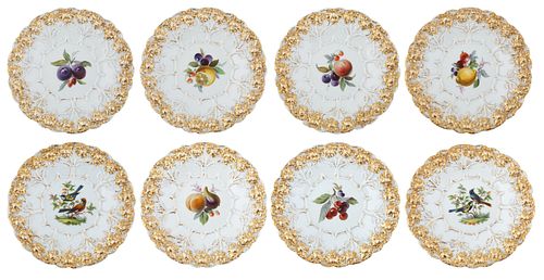 SET OF EIGHT MEISSEN PORCELAIN