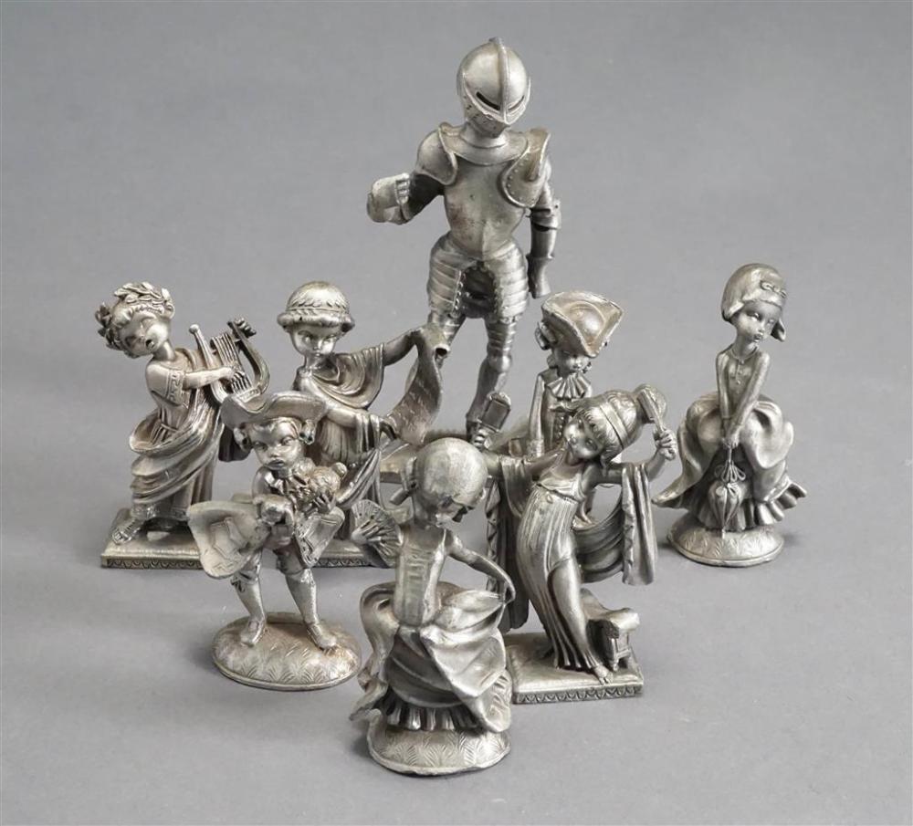 SET OF EIGHT METAL FIGURES OF