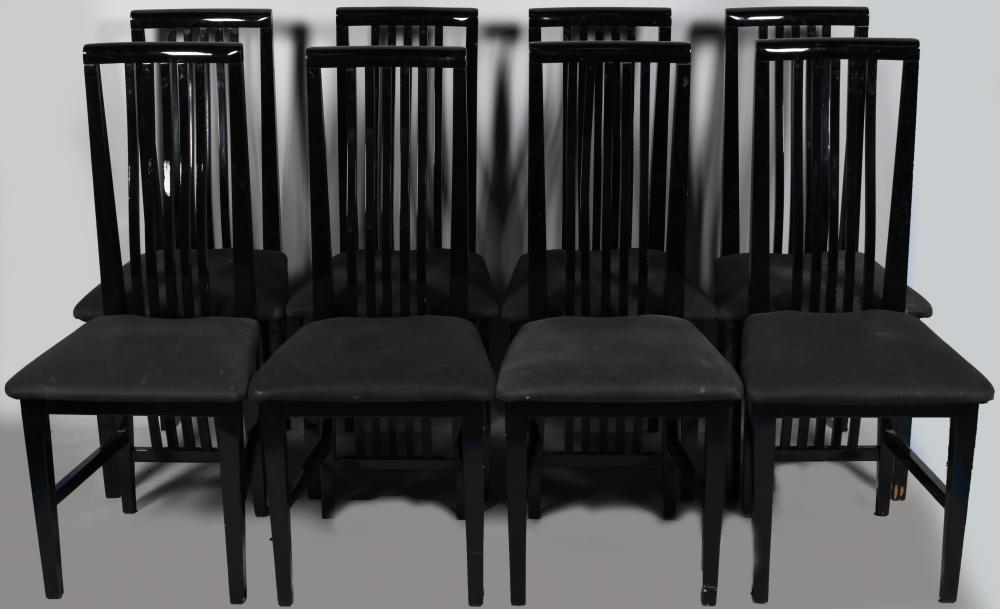 SET OF EIGHT MODERN BLACK LACQUER