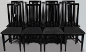 SET OF EIGHT MODERN BLACK LACQ