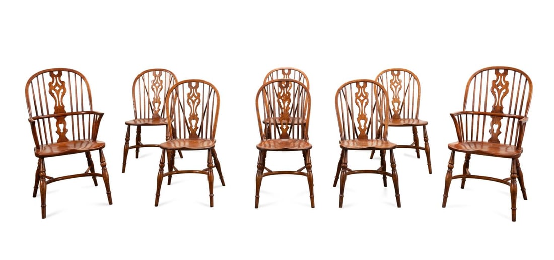 SET OF EIGHT OAK & ELM WINDSOR