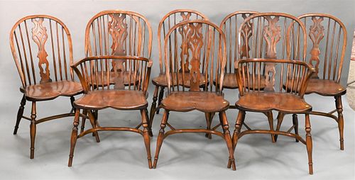 SET OF EIGHT OAK ENGLISH STYLE