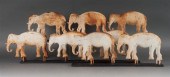 Set of eight painted cast iron