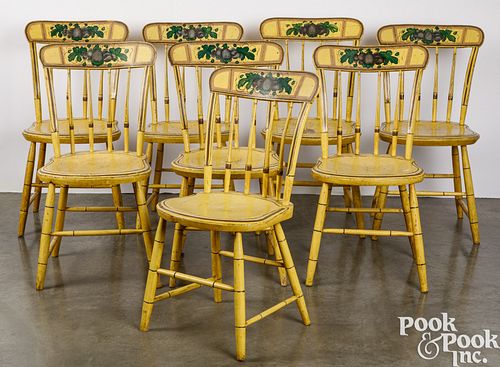 SET OF EIGHT PAINTED RODBACK