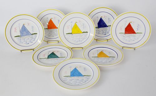 SET OF EIGHT QUIMPER LUNCHEON