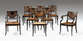 Set of eight Regency japanned