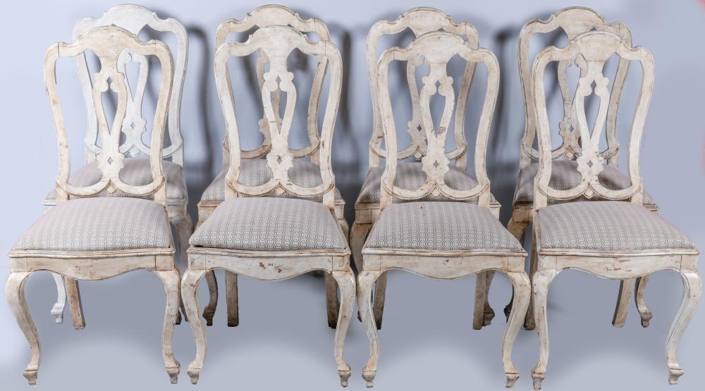 SET OF EIGHT ROCOCO STYLE WHITE