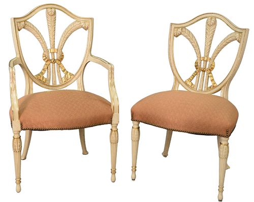 SET OF EIGHT SHIELD BACK DINING