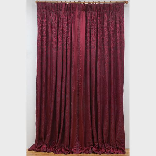 SET OF EIGHT SILK DAMASK AND BEADED