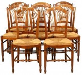 SET OF EIGHT SPINDLE BACK DINI