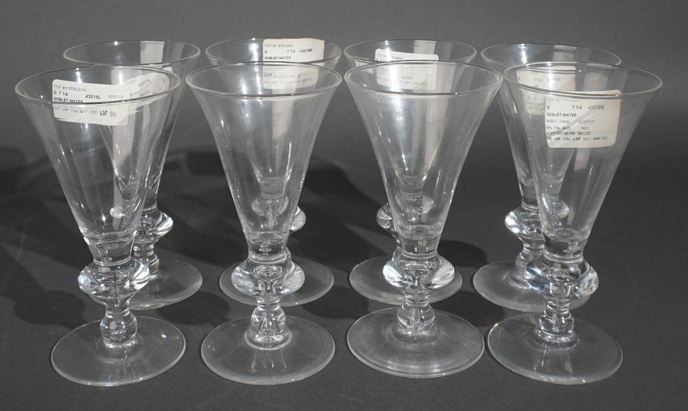 SET OF EIGHT STEUBEN WATER GOBLETS,