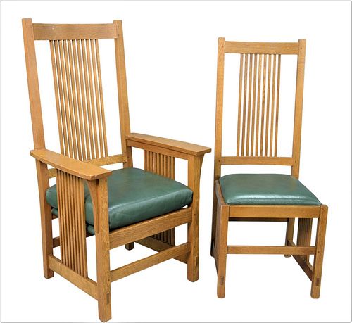 SET OF EIGHT STICKLEY MISSION STYLE
