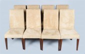 SET OF EIGHT UPHOLSTERED DININ