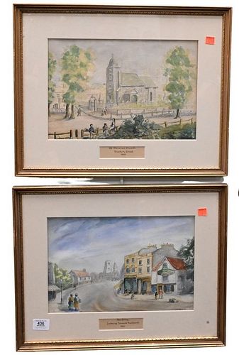SET OF EIGHT WATERCOLOR