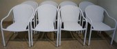 SET OF EIGHT WHITE FAUX WICKER