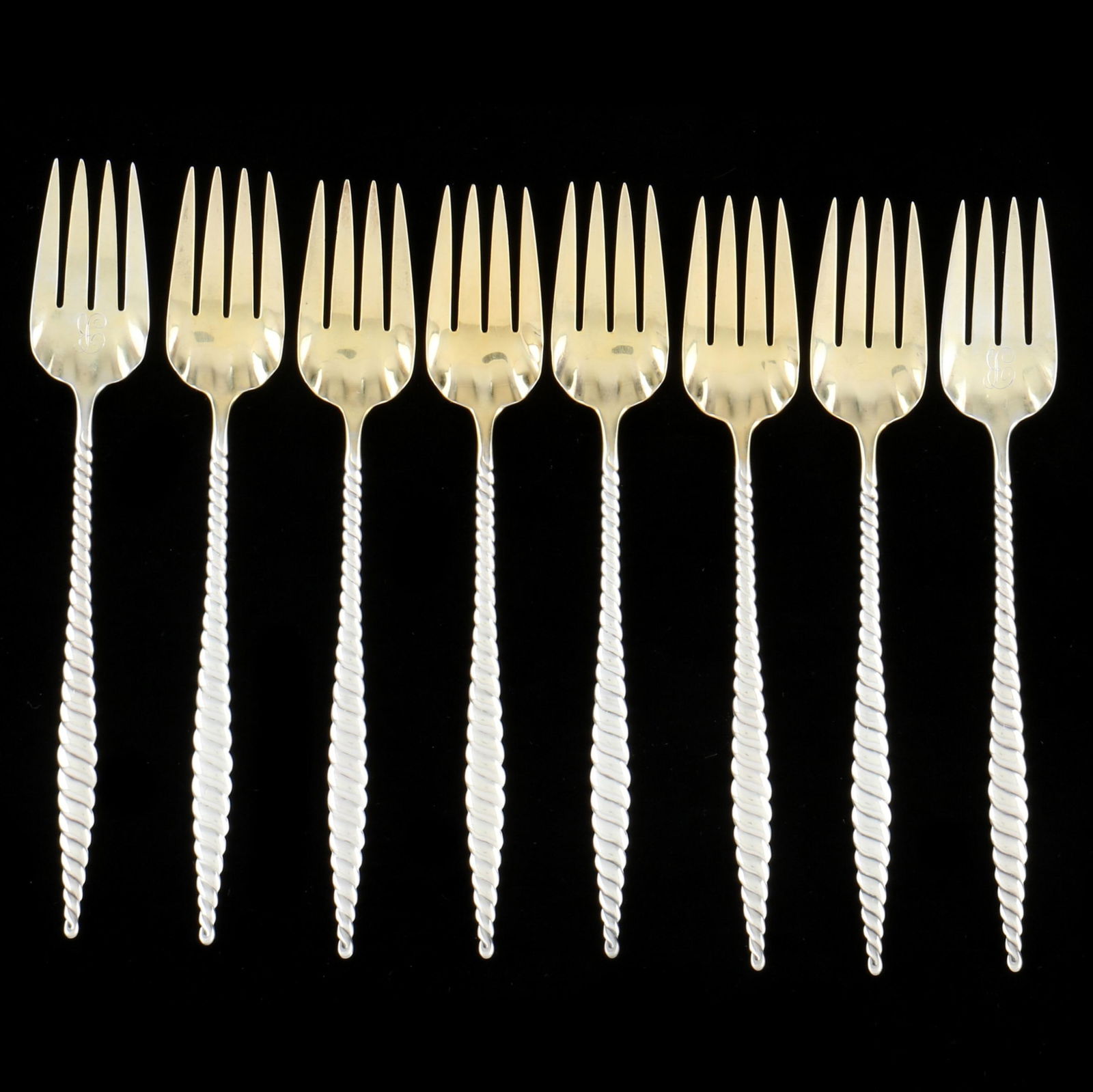 SET OF EIGHT WHITING  OVAL TWIST 