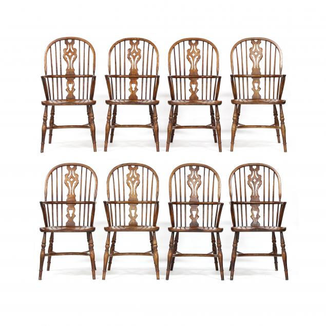 SET OF EIGHT WINDSOR ARMCHAIRS Late