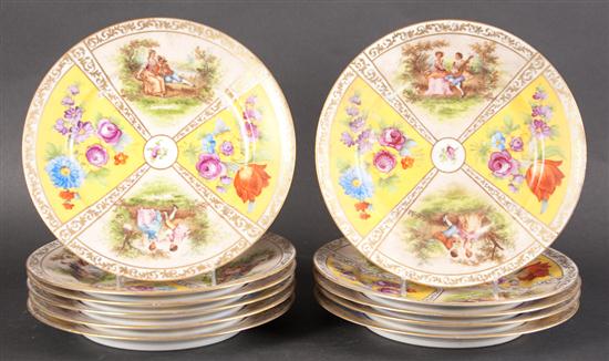 Set of eleven Dresden porcelain