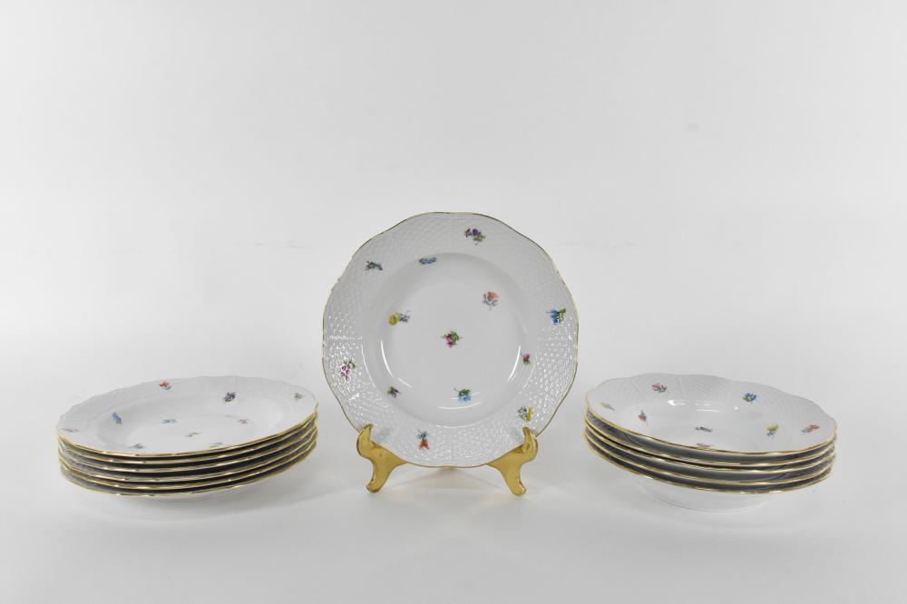 SET OF ELEVEN HEREND PORCELAIN SOUP