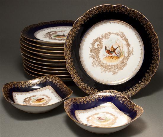 Set of eleven Limoges painted