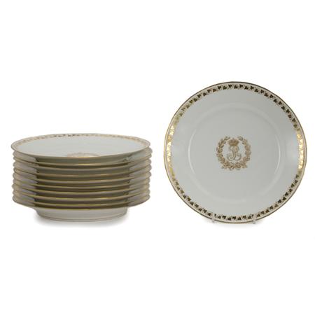 Set of Eleven Sevres Gilt Decorated