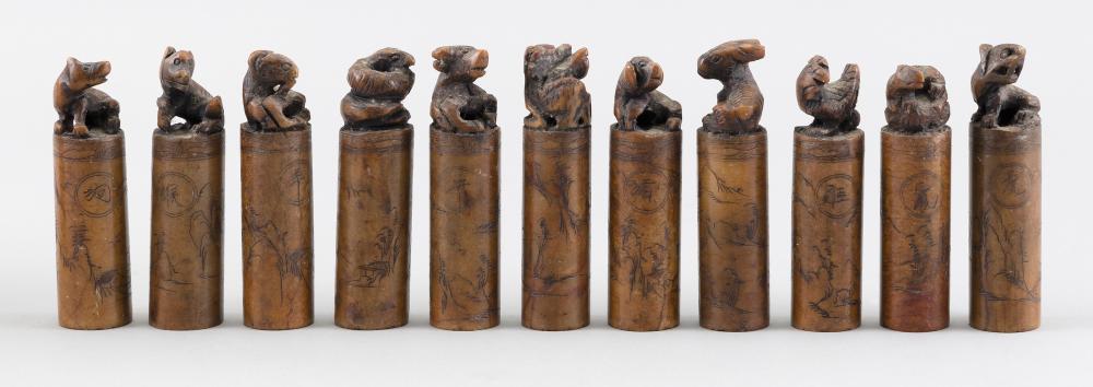 SET OF ELEVEN SOAPSTONE SEALS