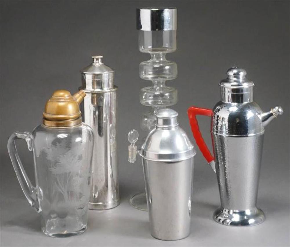 SET OF FIVE ART DECO STYLE GLASS,