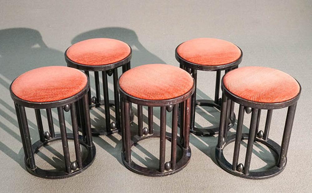 SET OF FIVE BLACK LACQUERED AND