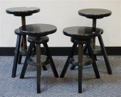 SET OF FIVE BLACK PAINTED SWIV