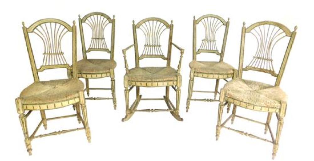 SET OF FIVE CHAIRS, ITALIAN, LATE