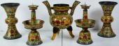 SET OF FIVE CHINESE CLOISONNE