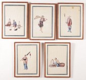 SET OF FIVE CHINESE EXPORT WAT
