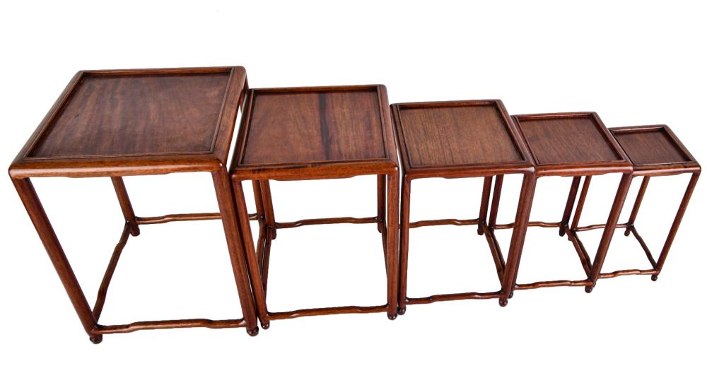SET OF FIVE CHINESE HARDWOOD