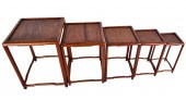 SET OF FIVE CHINESE HARDWOOD N