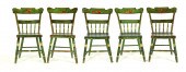 SET OF FIVE DECORATED WINDSOR